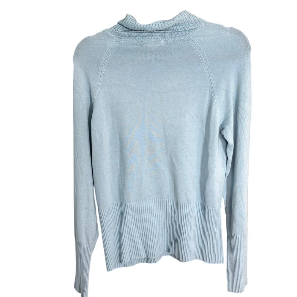 Apostrophe Light Blue Turtleneck Sweater Women's L Rayon Stretch Fall Preppy Y2K - Picture 4 of 5